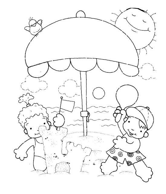 DIBUJOS DE LA PLAYA PARA COLOREAR